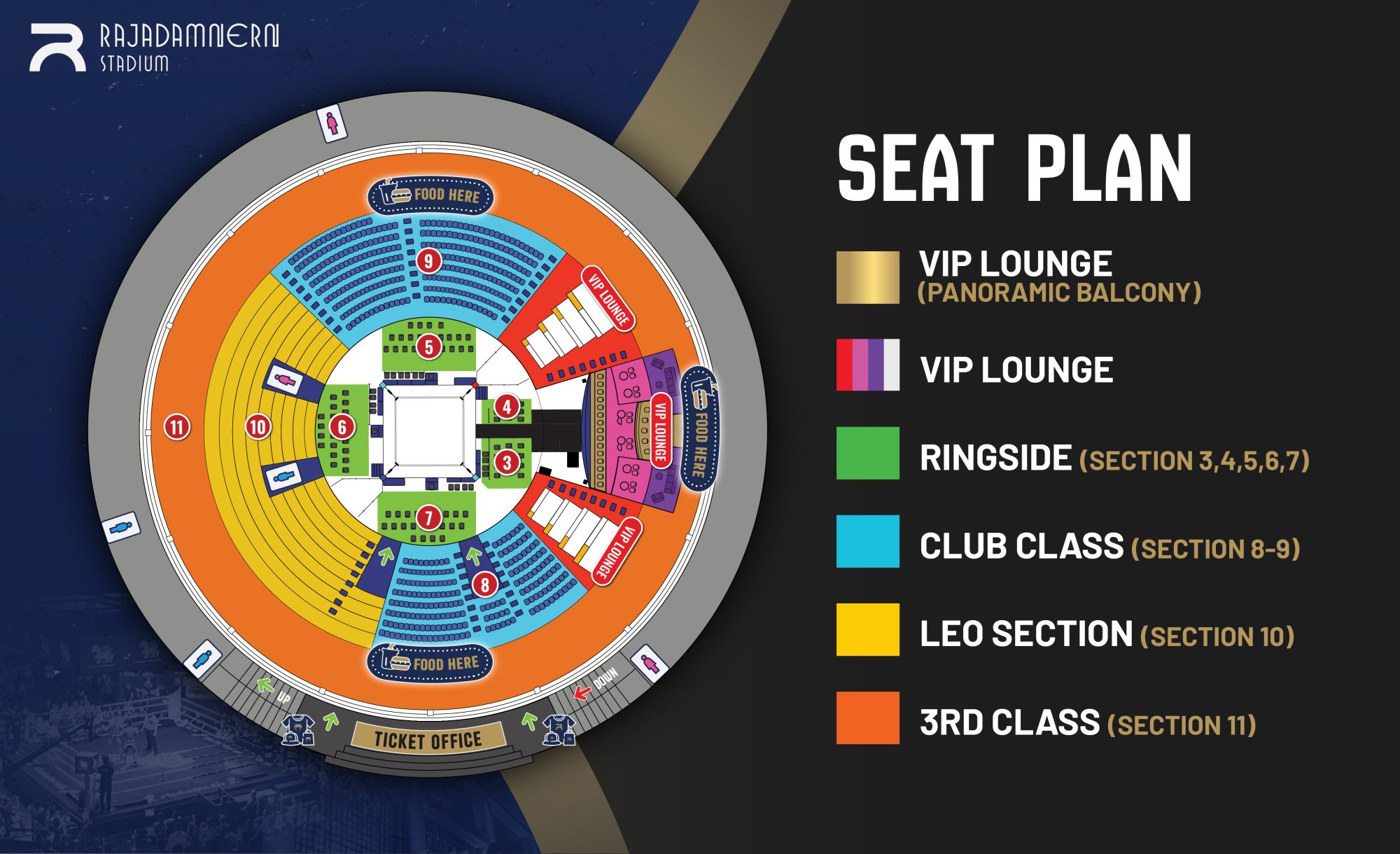 Rajadamnern World Series (RWS) Seat Map
